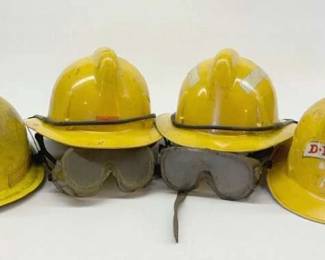 Lot A, 4 Vintage Yellow Fire Helmets