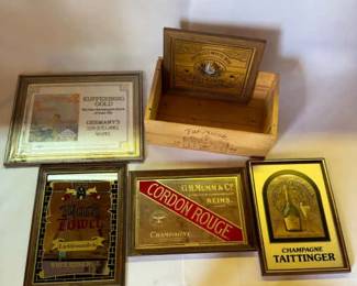 Vintage Wine Champagne Advertising Plaques Crate Collection
