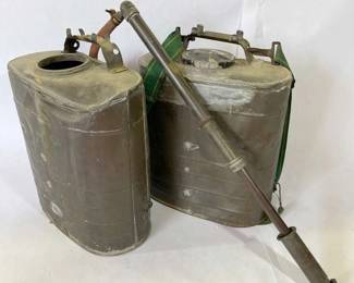 Vintage WWIIEra Backpack Tanks with Spray Wand Military Industrial Collectible