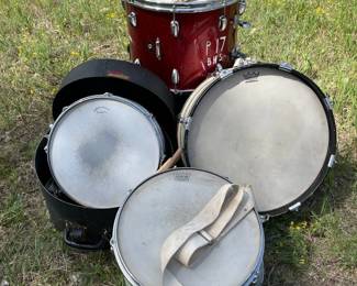 Lot of Vintage Slingerland Drums Marching Snare Bundle Red Sparkle WMP USA Made