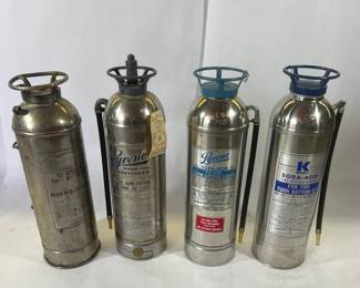 Lot E, 4 Vintage Fire Extinguishers