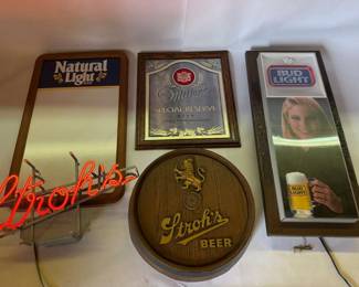 006 Vintage Beer Advertising Sign Collection Strohs Neon, Natural Light, Bud Light More
