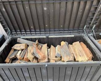Outdoor Storage Box with Firewood 2 WeatherResistant Resin