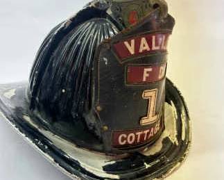 Vintage Black Firefighter Helmet Valley Cottage