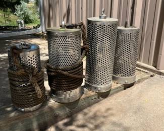 Lot of 4 Industrial Stainless Steel Pump Intake or Trash Pump Suction Strainers Heavy Duty