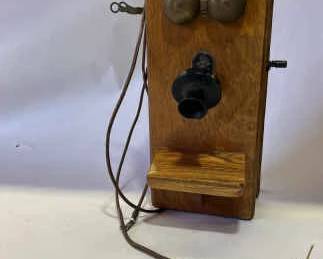 009 Vintage StrombergCarlson Wooden Wall Telephone with Rotary Dial