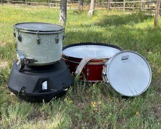 Vintage Drum Lot Ludwig Snare, Slingerland Tom, Red Sparkle Bass Drum