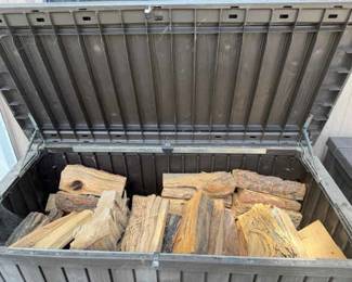 Outdoor Storage Box with Firewood 1 WeatherResistant Resin