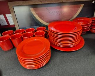 Set of Pier 1 dinnerware.