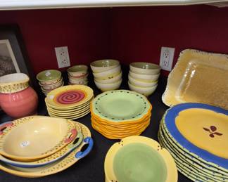 Colorful set of dishware by Pfaltzgraff