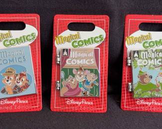 Disney NEW Magical Comics Trading Pins * Chip & Dale; Robinhood & Little John; Great Mouse Detective