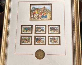 Limited Edition Disney Framed “Winnie the Pooh & The Blustery Day” Stamp Set * Certificate Included