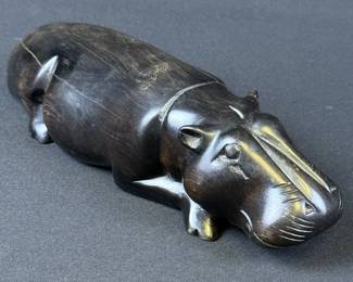 Carved African Ebony Wood Hippopotamus