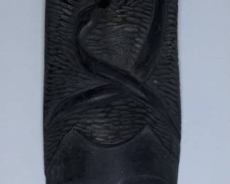 Carved Wood Tribal Mask w Snake Motiff