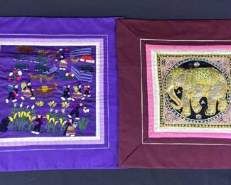 Embroidered & Sequined Asian Pillow Shams