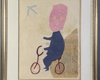 Max Papart Mixed Media Painting Cycliste