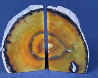 Golden Amber Agate Stone Bookends