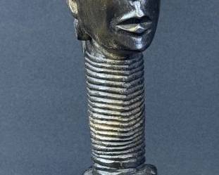 African Tribal Carved Wood Long Neck Bust