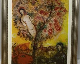 Marc Chagall Lithograph Tree Over Village