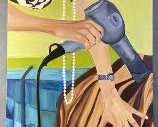 Original Oil Painting Hair Salon