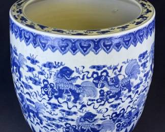 Chinese Blue & White Jardiniere Planter