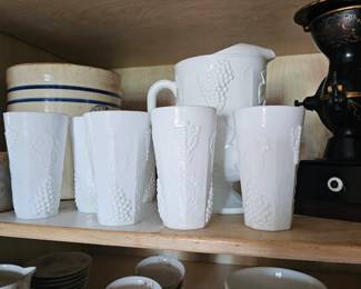 Milk glass set