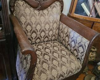 Victorian chair with vintage fabric