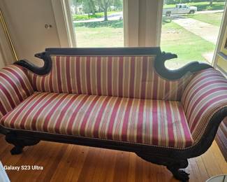 Parlor couch with vintage fabric
