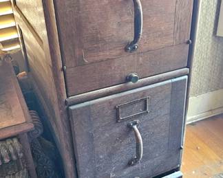 wooden antique filing cabinet