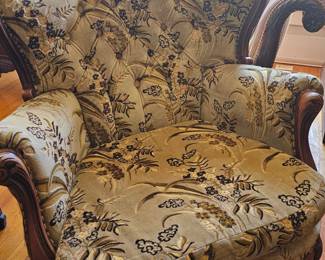 upholstered Victorian chair, fabric is vintage