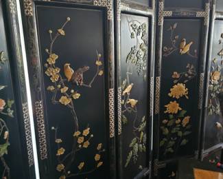 6 panel screen with mother-of-pearl inlay