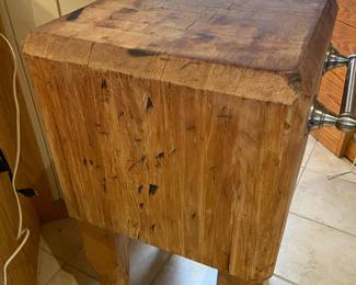 Small butcher block island on casters