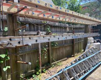 Seven extension ladders