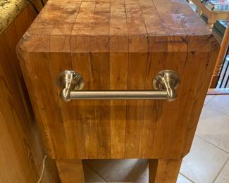 Small butcher block island on casters