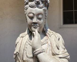 Guanyin, Goddess of Mercy, concrete garden statue