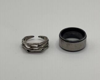 Mens Sterling Silver And Titanium Rings