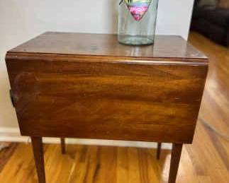 Drop Leaf End Table W Glass Jar