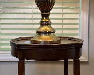 Vintage Wooden Side Table And Lamp