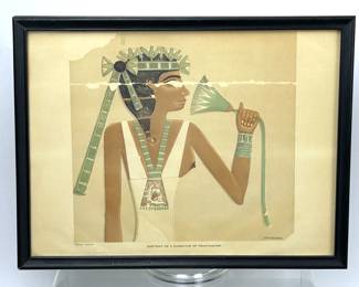 Framed Lithograph of Egyptian daughter of Tehutihetep