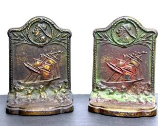 Antique cast iron Bradley & Hubbard bookends 