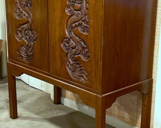 Vintage mid century custom ordered liquor cabinet from Thailand.   