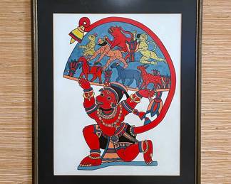 Original painting of Hanuman by M J Kamalakshi purchased from Dallas, TX Art Gallery