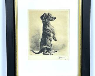 Vintage 1930 German Artist Kurt  Meyer Eberhardt Dachshund Etching  