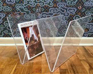 Vintage Hollywood Regency Lucite Magazine Rack 