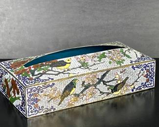 Chinese Cloisonne Kleenex tissue box holder 