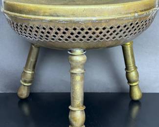 Vintage Indian or Turkish three legged foot warmer stool