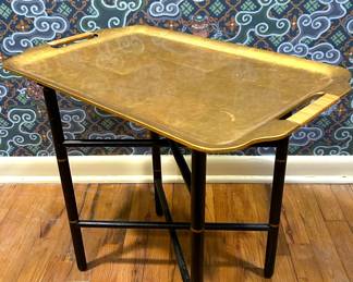 Vintage gilt lacquer ware tray and folding stand