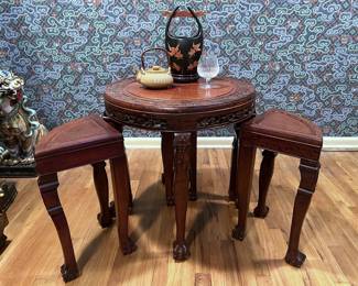 Chinese tea table with low stoods