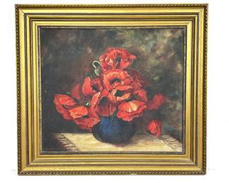 Original 1920s oil on board still life painting by Sandwich of Corsicana, TX 
