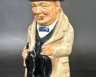 Royal Doulton jug of Winston Churchill the Prime Minister of England who helped guide the allies to Victory during WWII